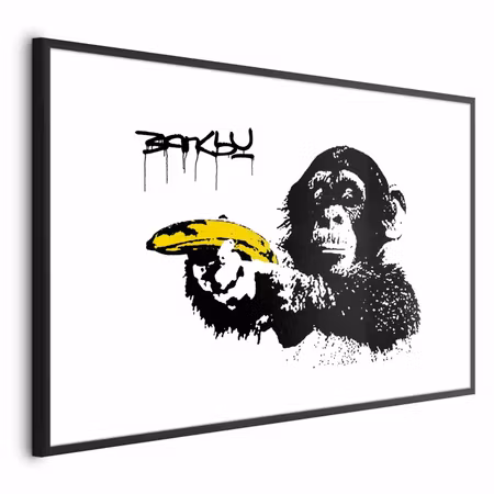 Poster med ram - Banksy Monkey with a Banana