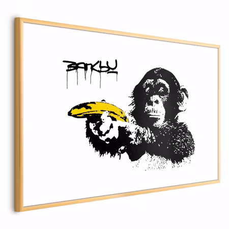 Poster med ram - Banksy Monkey with a Banana