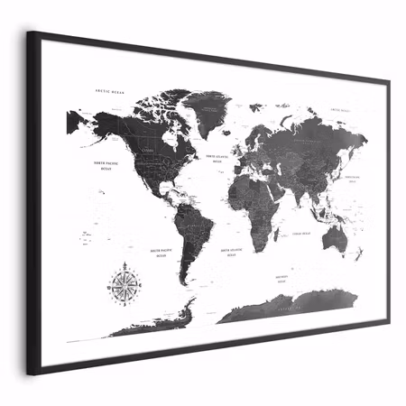 Poster med ram - Monochromatic Map