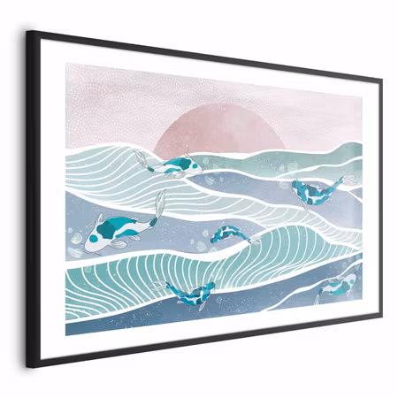 Poster med ram - Fish on the Waves
