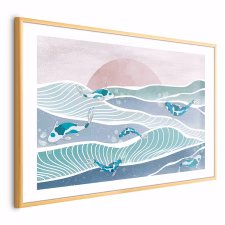 Poster med ram - Fish on the Waves
