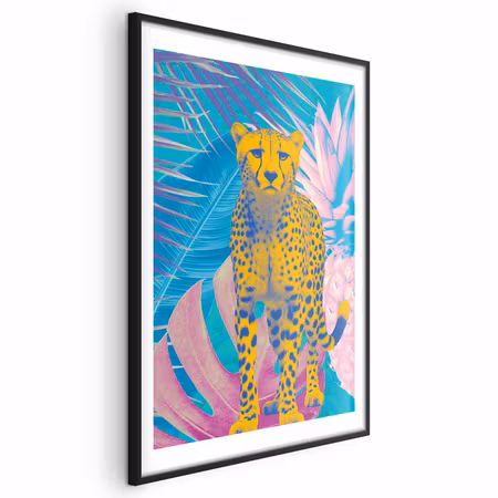 Poster med ram - Exotic Leopard - Colorful
