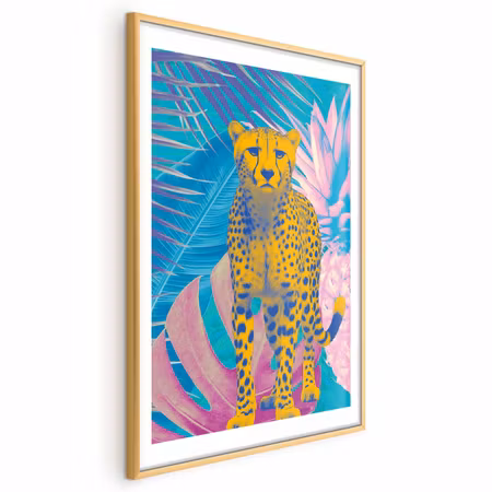 Poster med ram - Exotic Leopard - Colorful