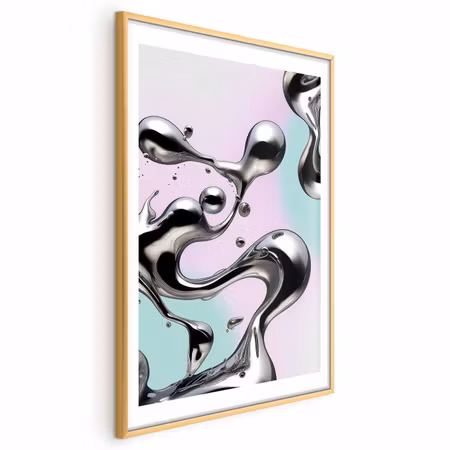 Poster med ram - Metallic Fluidity - Abstract on