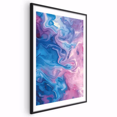 Poster med ram - Night Flows - Abstract Waves in