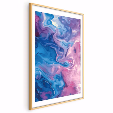 Poster med ram - Night Flows - Abstract Waves in