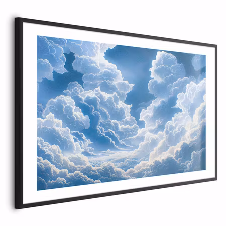 Poster med ram - Blue Sky Breaking Through White