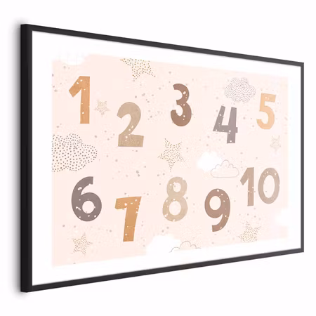 Poster med ram - Numbers with Falling Snow