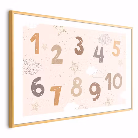 Poster med ram - Numbers with Falling Snow