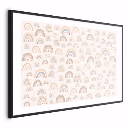 Poster med ram - Rainbows and Hearts