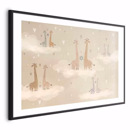 Poster med ram - Loving Giraffes