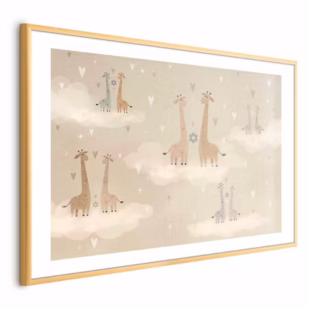 Poster med ram - Loving Giraffes