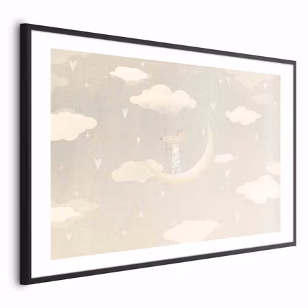 Poster med ram - Mouse on the Moon