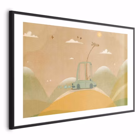 Poster med ram - Traveling Giraffe