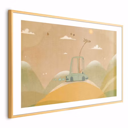 Poster med ram - Traveling Giraffe