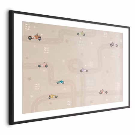 Poster med ram - Racing Cars