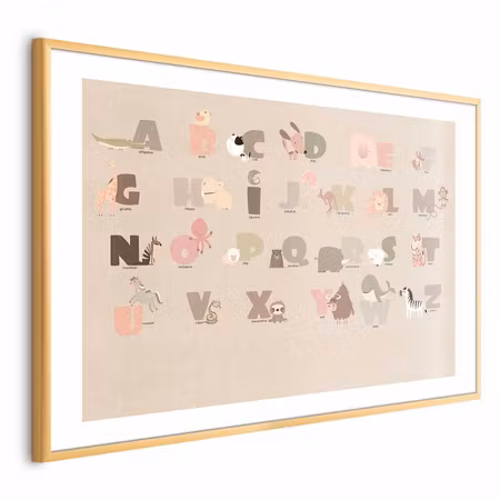 Poster med ram - Beige Alphabet