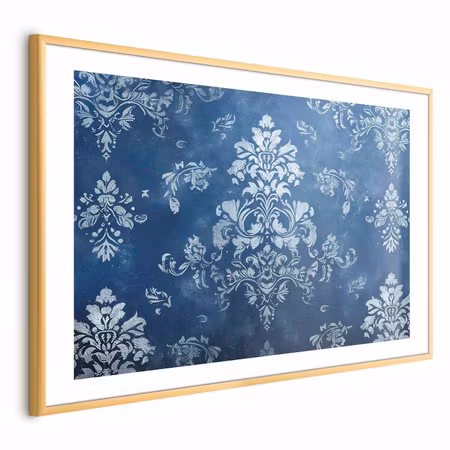 Poster med ram - Retro Ornament in Worn Blues