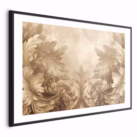 Poster med ram - Carved Ornaments in Sepia Shades