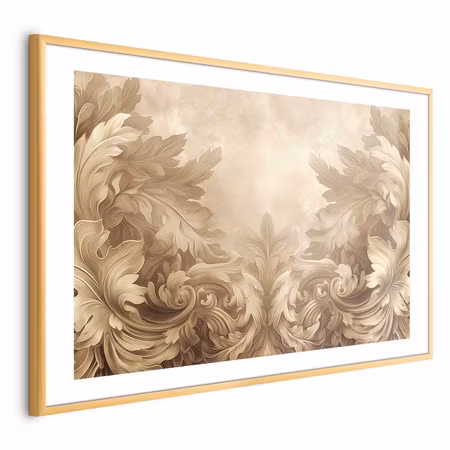 Poster med ram - Carved Ornaments in Sepia Shades