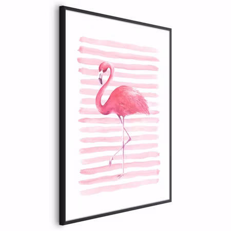 Poster med ram - Flamingo and Stripes