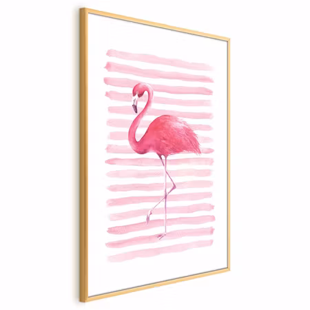 Poster med ram - Flamingo and Stripes