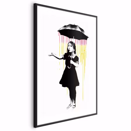 Poster med ram - Girl with an Umbrella