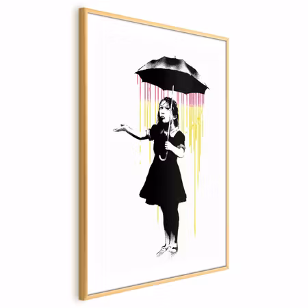 Poster med ram - Girl with an Umbrella