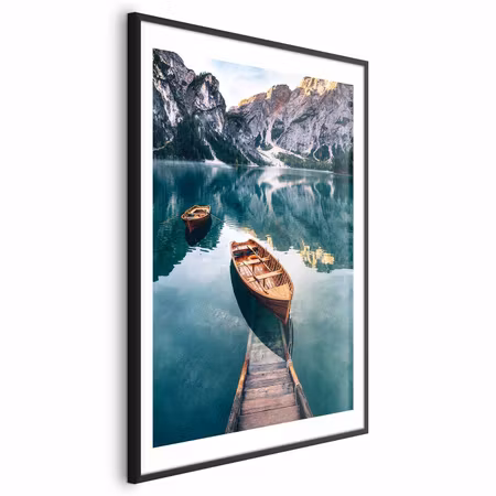 Poster med ram - Boats in the Dolomites