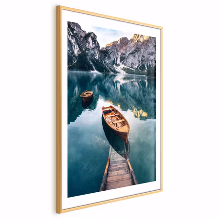 Poster med ram - Boats in the Dolomites