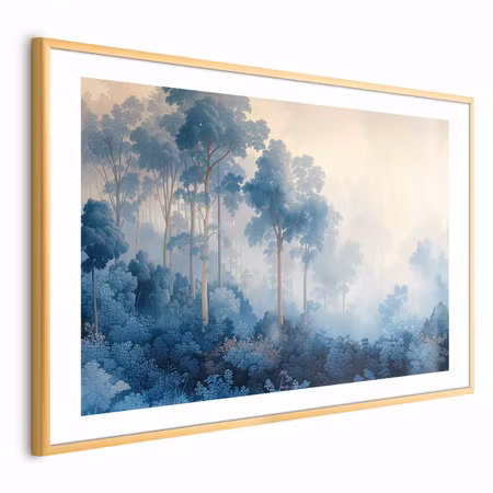 Poster med ram - Forest in Misty Blue Shades