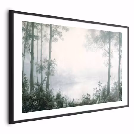 Poster med ram - Forest and Pond in Patinated