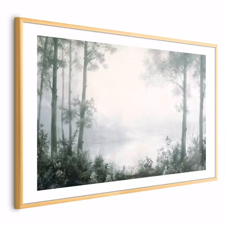 Poster med ram - Forest and Pond in Patinated