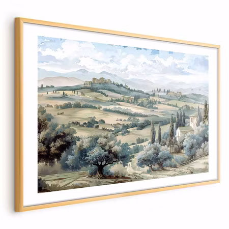 Poster med ram - Landscape with Sunny Green