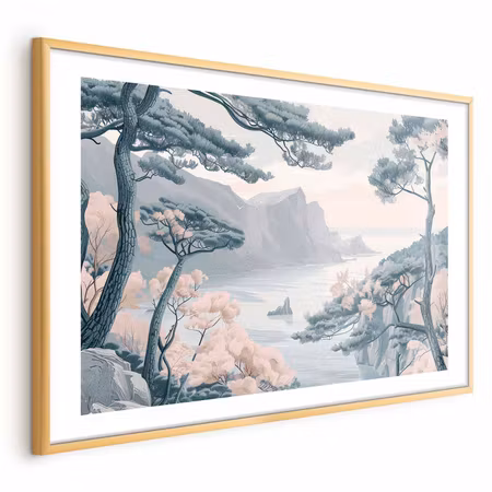 Poster med ram - Blue Coast in Delicate Colors