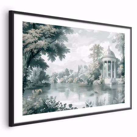 Poster med ram - Landscape with a Park and Lake