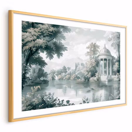 Poster med ram - Landscape with a Park and Lake