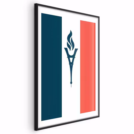 Poster med ram - French Flag with a Torch