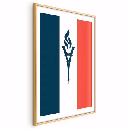 Poster med ram - French Flag with a Torch