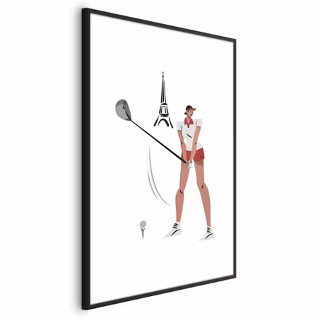 Poster med ram - Illustration of a Female Golfer