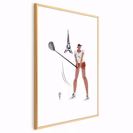 Poster med ram - Illustration of a Female Golfer