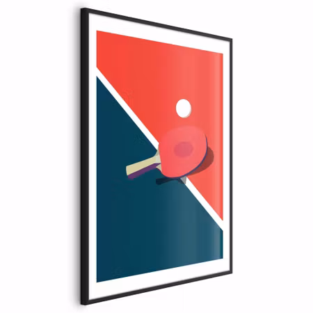 Poster med ram - Table Tennis - Ball and Racket