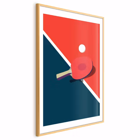 Poster med ram - Table Tennis - Ball and Racket
