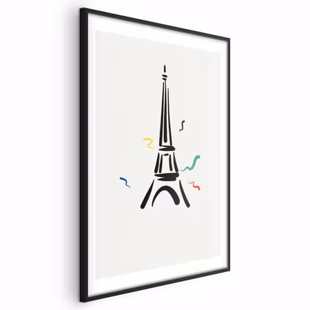 Poster med ram - Black Illustration of the Eiffel