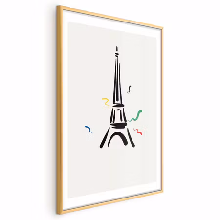 Poster med ram - Black Illustration of the Eiffel