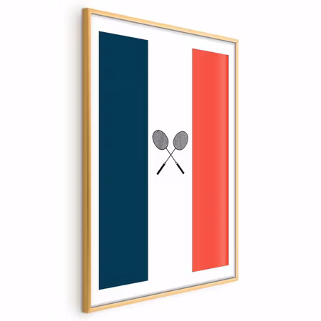 Poster med ram - French Flags and Black Badminton