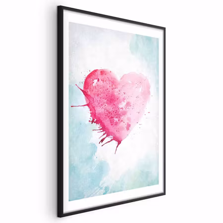 Poster med ram - Watercolor Heart