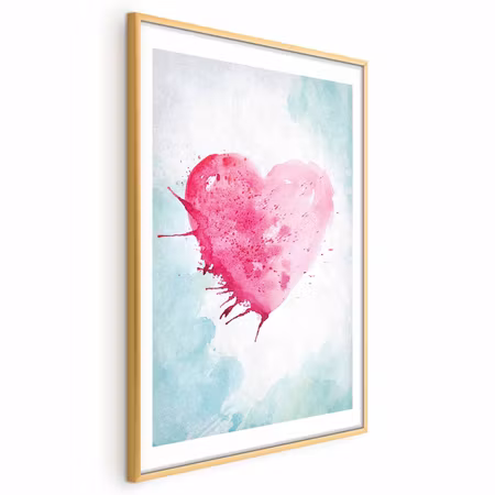 Poster med ram - Watercolor Heart