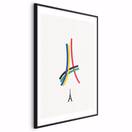 Poster med ram - Eiffel Tower - Colored Graphic