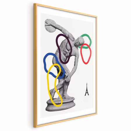 Poster med ram - Collage Graphic - Discus Thrower